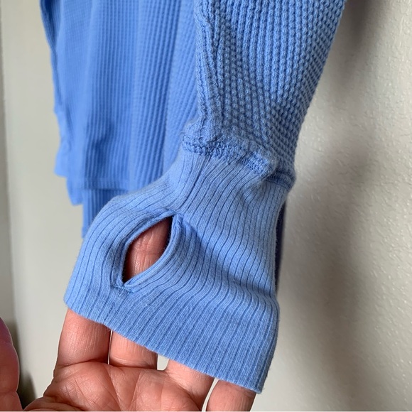 Aerie Offline XS Blue Oversized Takes Two To Tango Waffle Knit Top NWT - Picture 5 of 14
